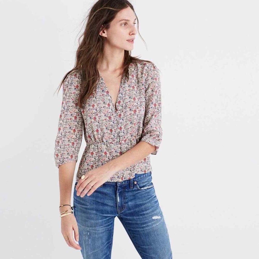 silk floral peplum top
